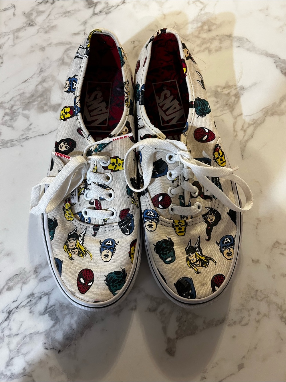 Vans White Marvel Character Print Low-Top Sneakers